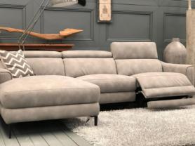 Volante Berlin Soft Nubuk fabric Power reclining L/H chaise sofa